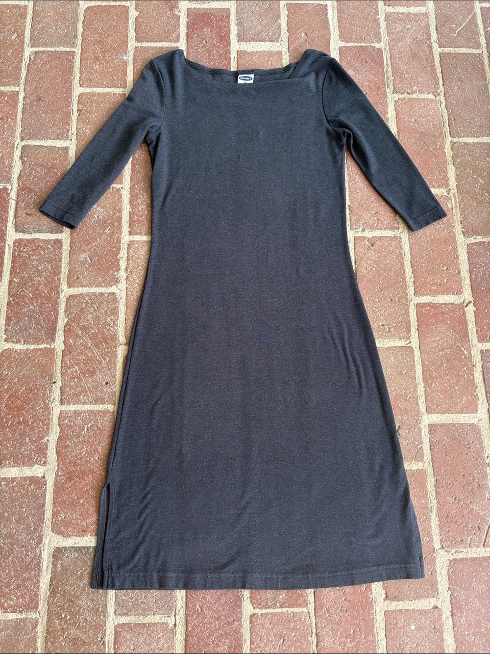 Old Navy Charcoal Gray Three-Quarter Sleeve Knit Maxi Dress